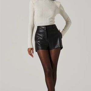 High Waist Black Leather Shorts